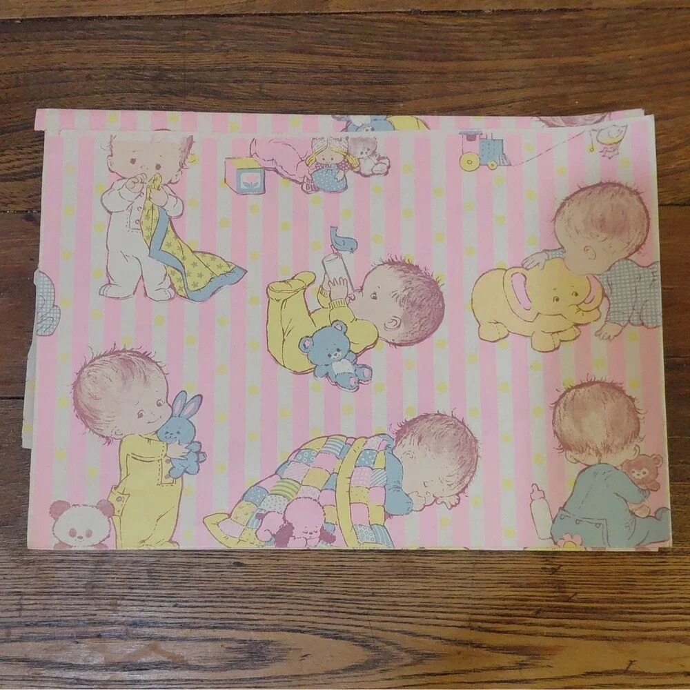 Lot Of 5 Vintage Wrapping Paper Sheets